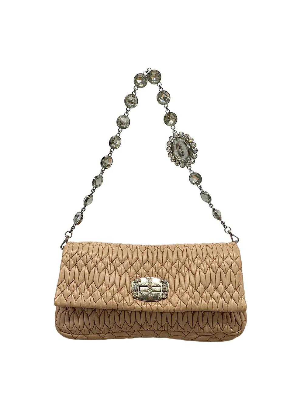 Miumiu Crystal Matelassé Beige Leather #373470M73B